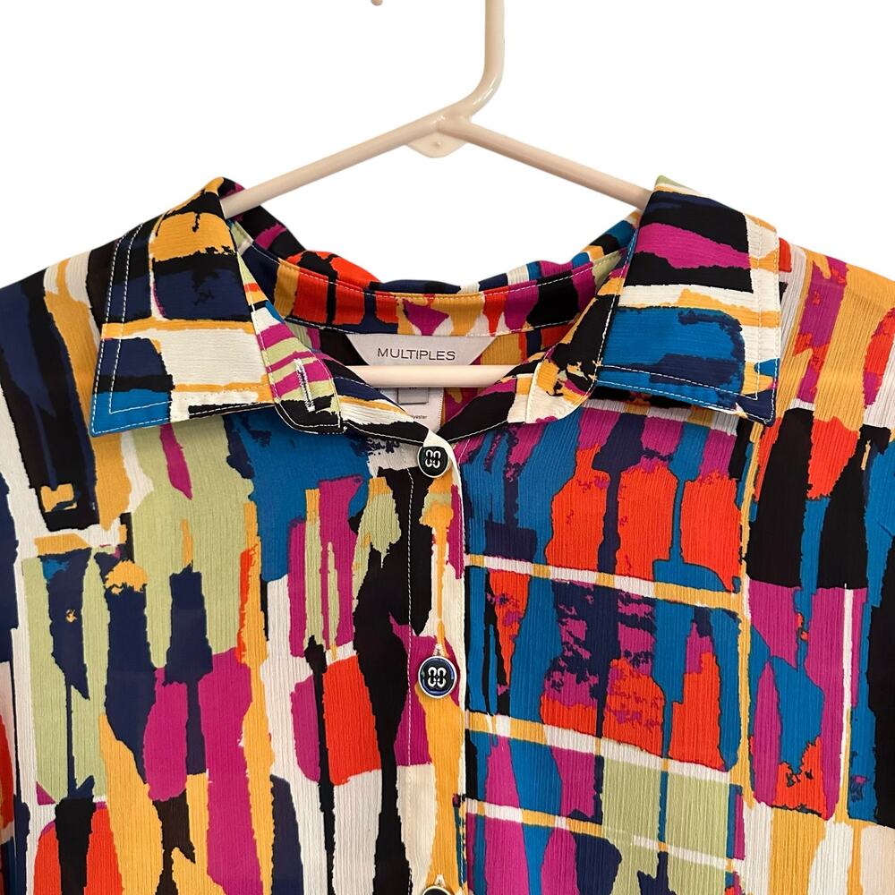 Multiples Abstract Geometric Button Front Tunic S… - image 2